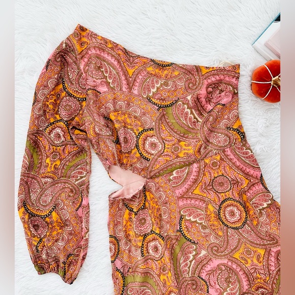 BCBGeneration NWT Pink Paisley One-shoulder Midi Dress - Picture 6 of 13